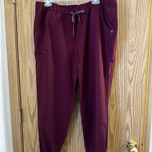 NWT 1X PETITE burgundy Jaanuu Women's 5-Pocket Skinny Scrub Jogger